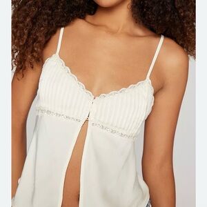 URBAN OUTFITTERS Cream Lace-Trim Satin Cami